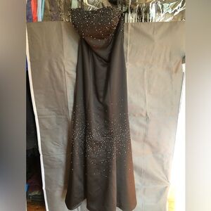 Black Alfred Angelo Evening Gown.  Strapless with sequins.  Mermaid Style. Sz. 6